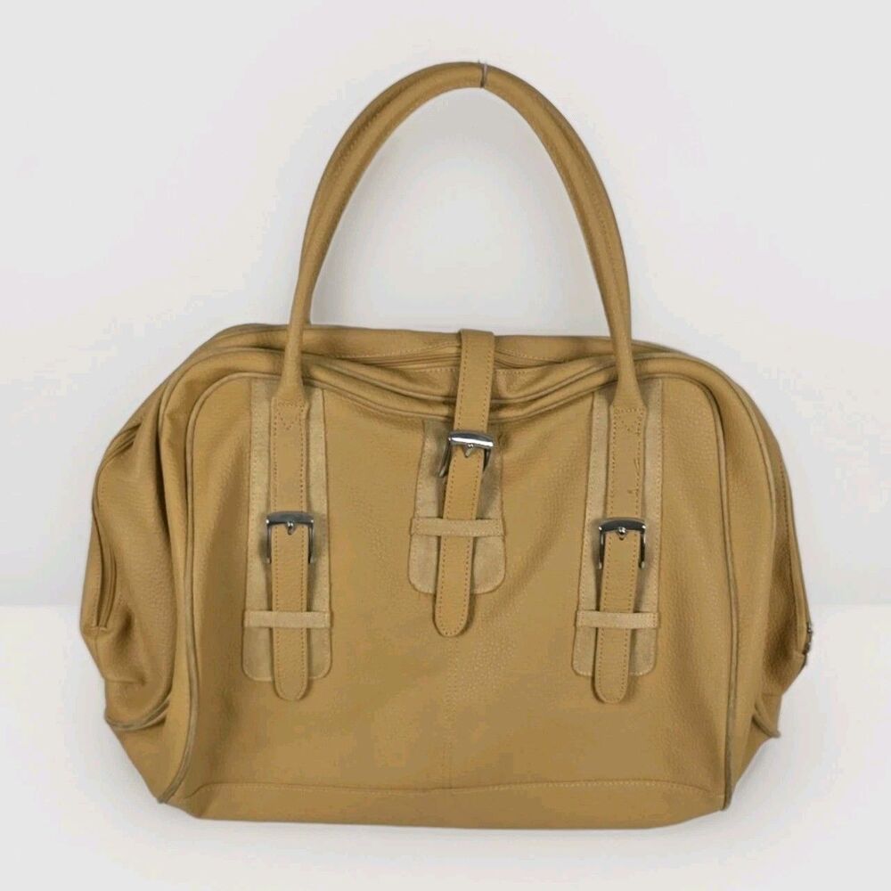 Vintage ESTEE LAUDER Sand Tote Holdall Bag Large Handles Faux Leather  Pebbles - Picture 2 of 7